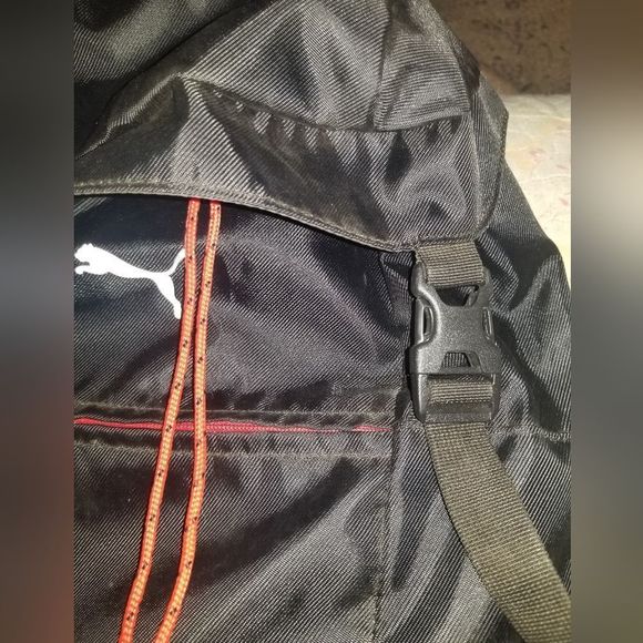 Puma Backpack Black and Red Drawstring and Zippers - Picture 9 of 9